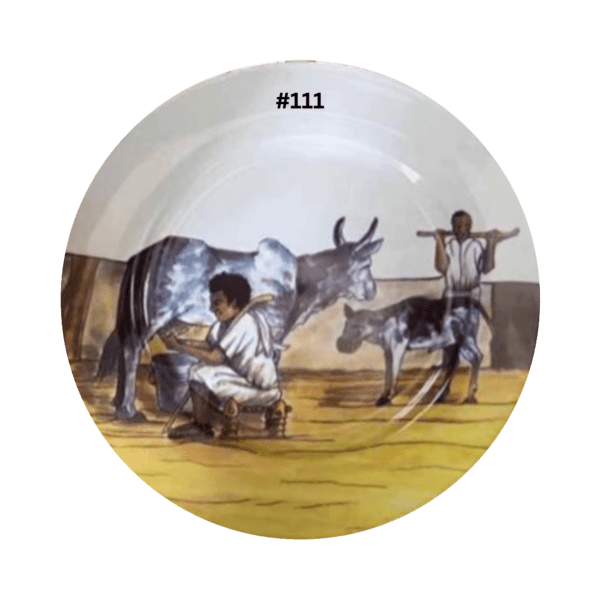 bahlawi Design plate #111 Milking cow and a shepherd-trans bahlawi Design plate #111 Milking cow and a shepherd-trans